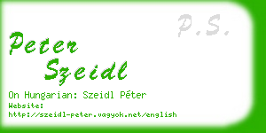 peter szeidl business card